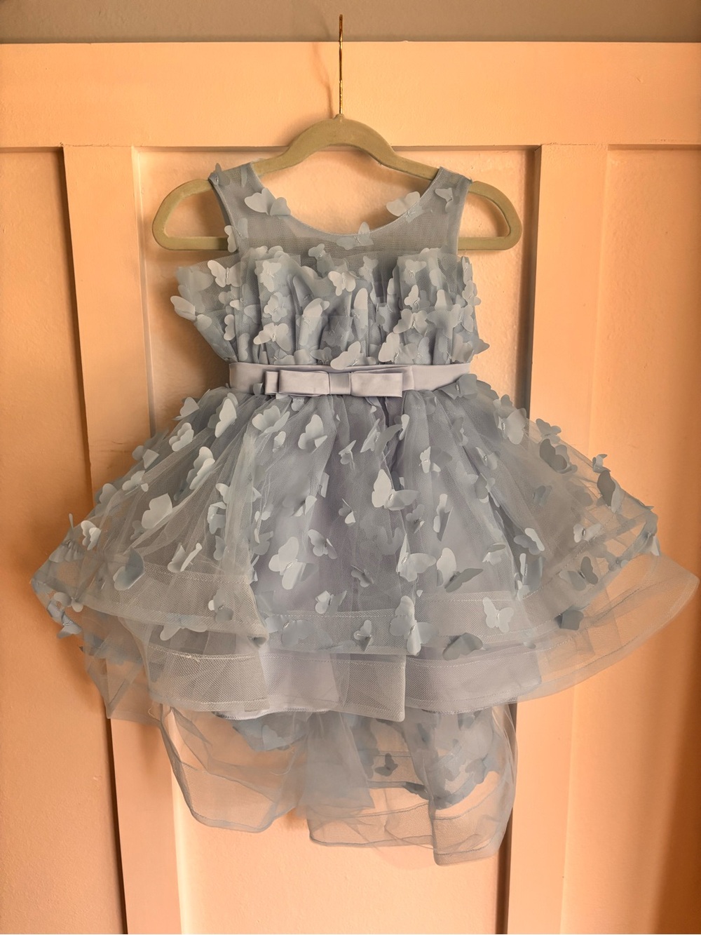 Toddler/Child Dusty Blue Butterfly Tulle Party Dress